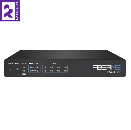 FIBERME FAG3108 FXS Gateway- 8 FXS Ports. Dual Ethernet Ports- Enhanced Voice and Fax Processing