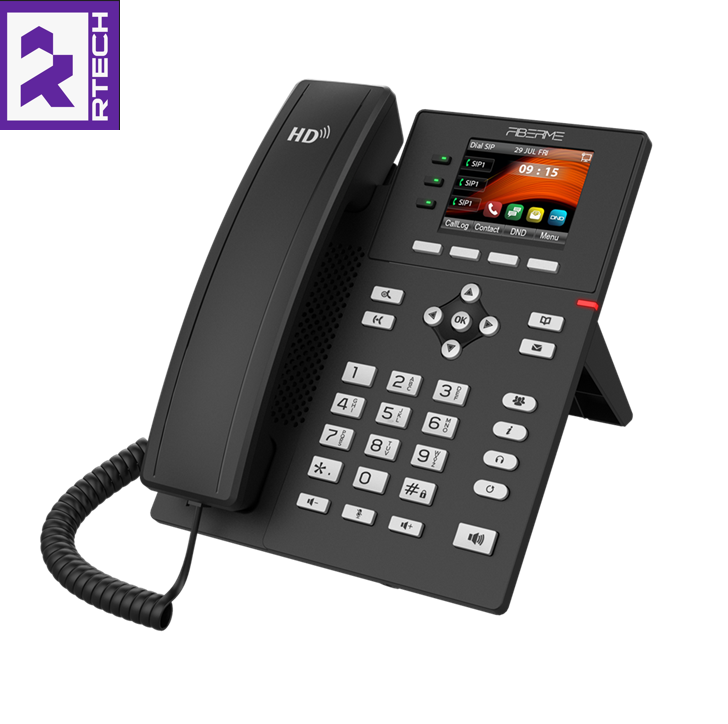 FIBERME FAP2740G Mid-Level IP Phone 4 SIPs 2.8 Color Screen Dual 1Gbps Ethernet Ports Integrated PoE - Image 3