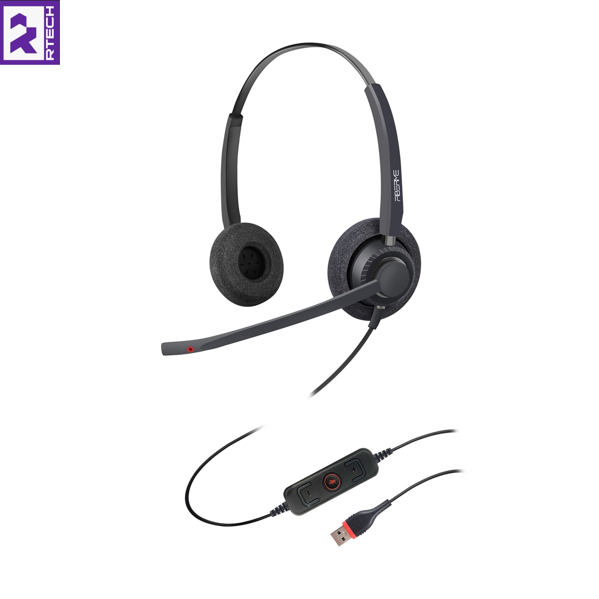 FIBERME FCH7303D Duo USB Headset with Dual Mic ENC AI Noise Cancellation - Image 3